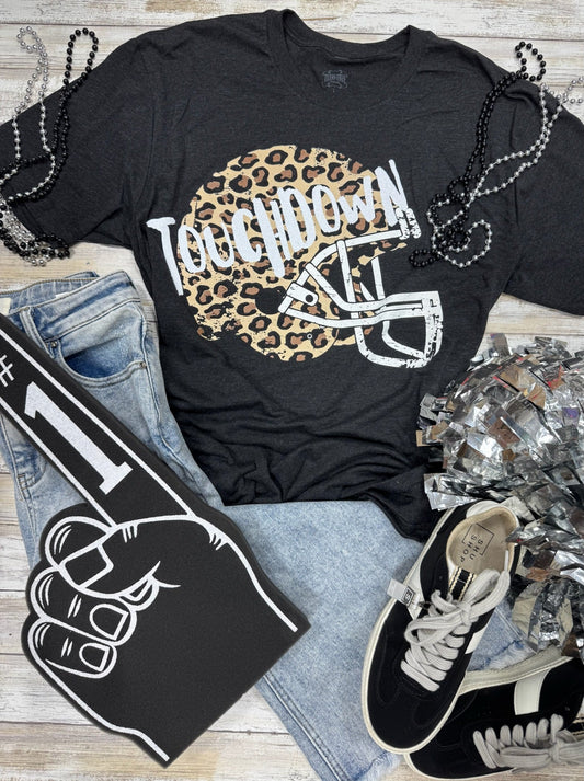 Leopard Helmet with Glitter Touchdown Tee