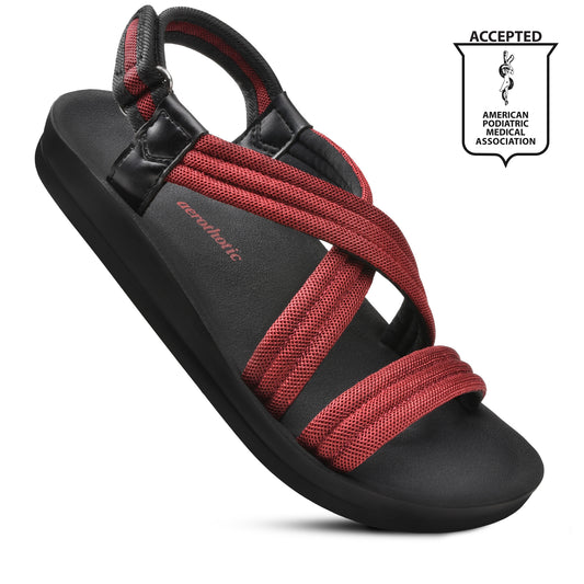 Aerothotic Hadal Women's Velcro Ankle Strap Slip on Sandals (Available in 5 colors: Black, Green, Navy, Wine, and Pink)