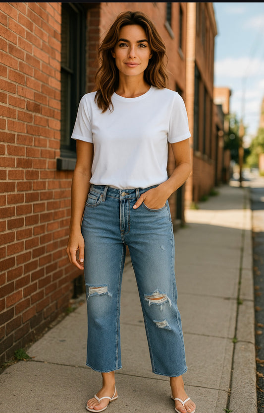 Judy Blue Full Size High Waist Destroy Crop Wide Leg Jeans (Available in Plus Size)