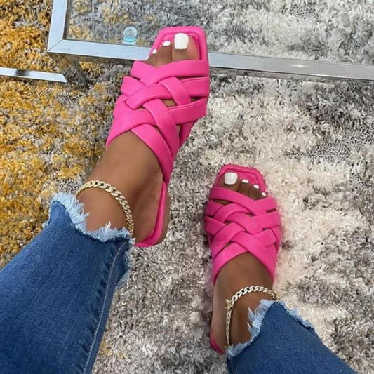 Casual Outdoor Women Slippers Leather Flat Slides (Available in More Colors)