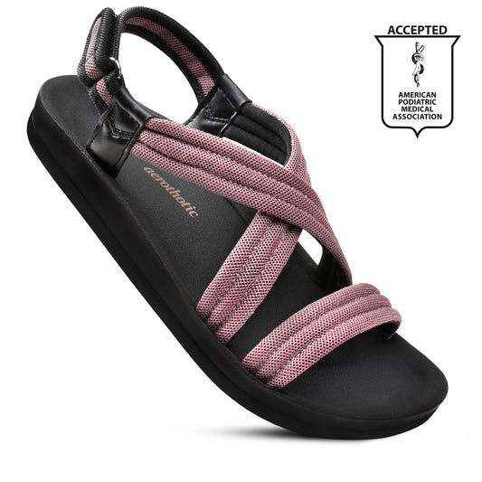 Aerothotic Hadal Women's Velcro Ankle Strap Slip on Sandals (Available in 5 colors: Black, Green, Navy, Wine, and Pink)