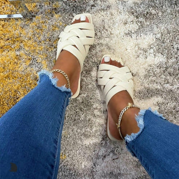 Casual Outdoor Women Slippers Leather Flat Slides (Available in More Colors)