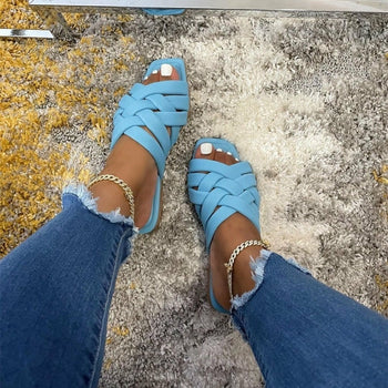 Casual Outdoor Women Slippers Leather Flat Slides (Available in More Colors)